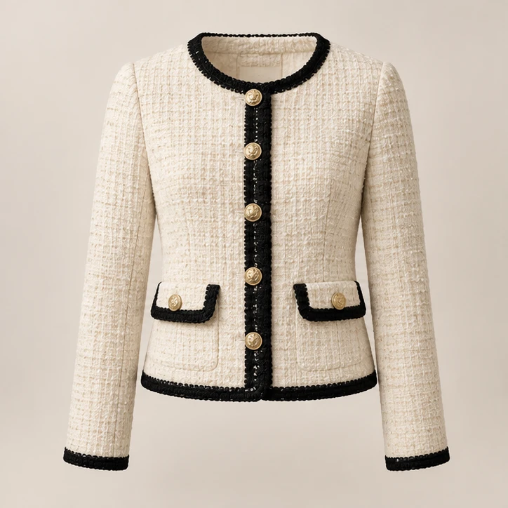 Ivory Contrast Jacket in Ivory, front view
