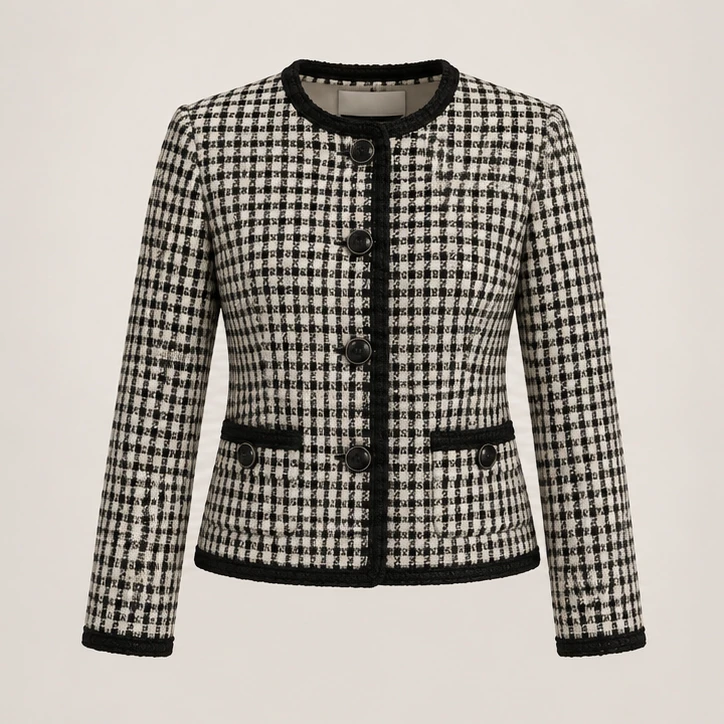 Monochrome Check Jacket in Black & White, front view